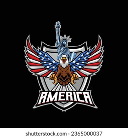 Vector illustration of american flag painted bald eagle with premium quality stock 