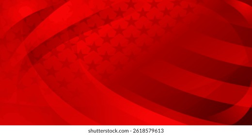 Vector illustration of the American flag in red colors with abstract stars and stripes, modern design for celebrations and national holidays.