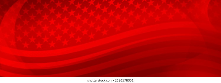 Vector illustration of the American flag in red colors with abstract stars and stripes, modern design for celebrations and national holidays.