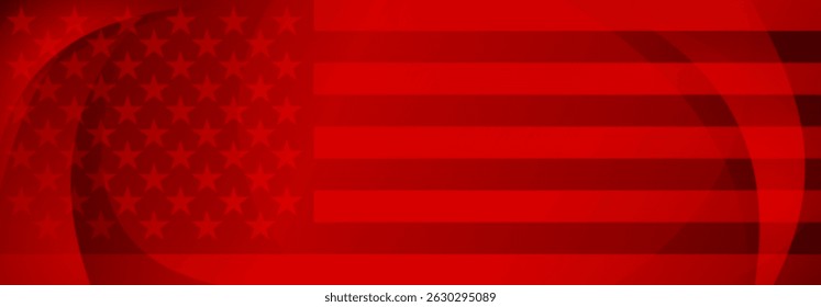Vector illustration of the American flag in red colors with abstract stars and stripes, modern design for celebrations and national holidays.