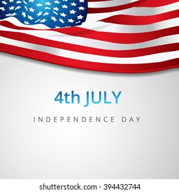 Vector illustration of the American flag waving on a white background, symbolizing the 4th of July Independence Day celebration. Perfect for patriotic designs, holiday promotions, and national pride