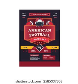 Vector illustration of American football match day flyer poster template design