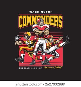 Vector Illustration of American Football Player with Retro Vector Illustration Available for Poster