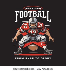Vector Illustration of American Football Player with Retro Vector Illustration Available for Poster