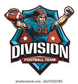 Vector Illustration of American Football Player with Retro Vector Illustration Available for Logo Badge