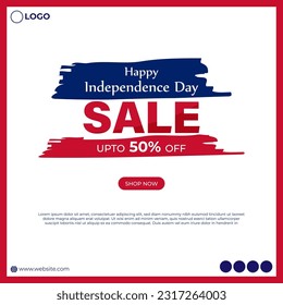 Vector illustration of American Independence Day Sale social media story feed set mockup template