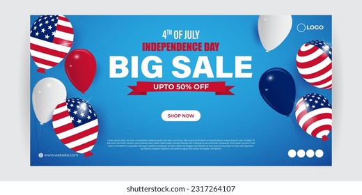 Vector illustration of American Independence Day Sale social media story feed set mockup template