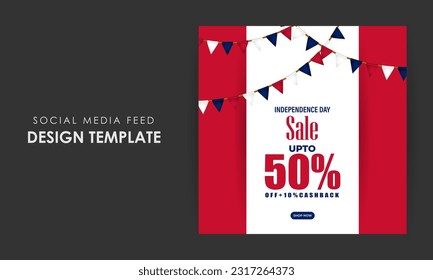 Vector illustration of American Independence Day Sale social media story feed set mockup template