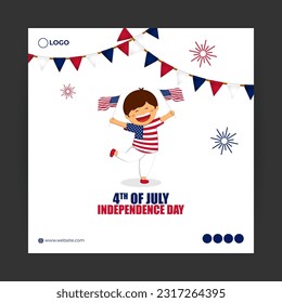 Vector illustration of American Independence Day Sale social media story feed set mockup template