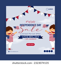 Vector illustration of American Independence Day Sale social media story feed set mockup template