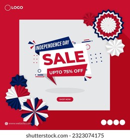 Vector illustration of American Independence Day Sale social media story feed set mockup template