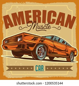 Imagen vectorial del automóvil americano Muscle.