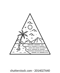 Vector illustration of American National park in mono line style art for badges, emblems, patches, t-shirts, etc.