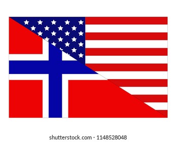 vector illustration of American and Norwegian flags 