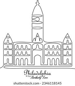 Vector illustration of an American Philadelphia landmark. Suitable for printing as covers, wall hangings, clothes, and other art objects.