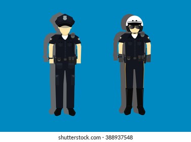 vector illustration of American police officer character