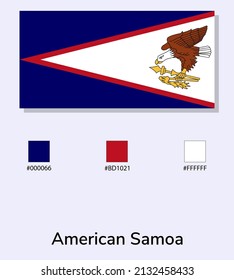 Vector Illustration of American Samoa flag isolated on light blue background. Illustration National American Samoa flag with Color Codes. As close as possible to the original. vector eps10.
