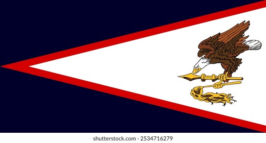 Ilustración vectorial de la bandera de Samoa Americana con un audaz diseño rojo, blanco y azul con un emblema de águila. Perfecto para proyectos patrióticos, representaciones culturales y temas de orgullo nacional