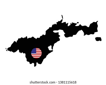 vector illustration of American Samoa map with USA flag