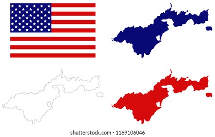 vector illustration of American Samoa maps with USA flag