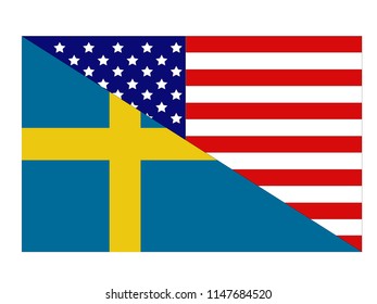 vector illustration of American and Swedish flags 