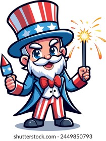 Vector Illustration of American Symbol for Celebration of Fourth of July