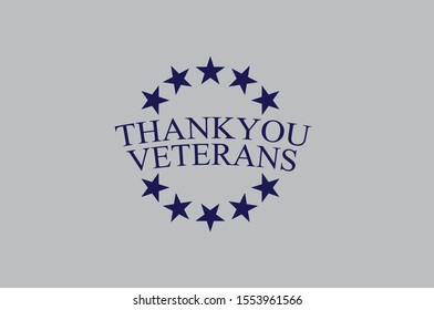 Vector illustration of American veterans day, 11th November with simple typography Thank you Veterans