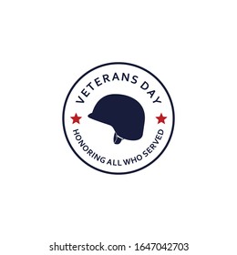 Vector illustration of American veterans day, 11th November with soldier's helmet