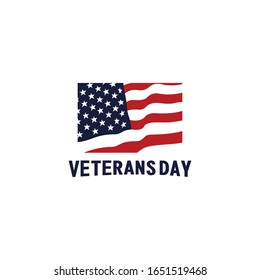 Vector illustration of American veterans day, 11th November with flag