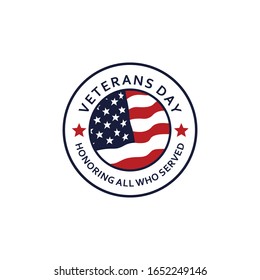 Vector illustration of American veterans day, November 11 with flag