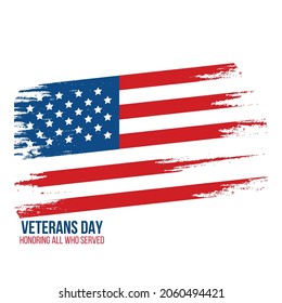 Vector Illustration of American veterans day America's National Flag with grunge and text veterans day honoring all who served perfect for presentation and card background
