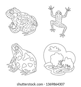 Vector illustration of amphibian and animal logo. Set of amphibian and nature vector icon for stock.