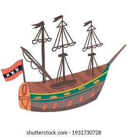 Vector Illustration of Amsterdam boat. Vector image isolated on a white background. 