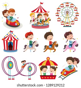 Vector Illustration Of Amusement Park