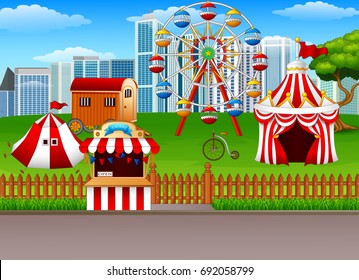 Vector illustration of Amusement park background