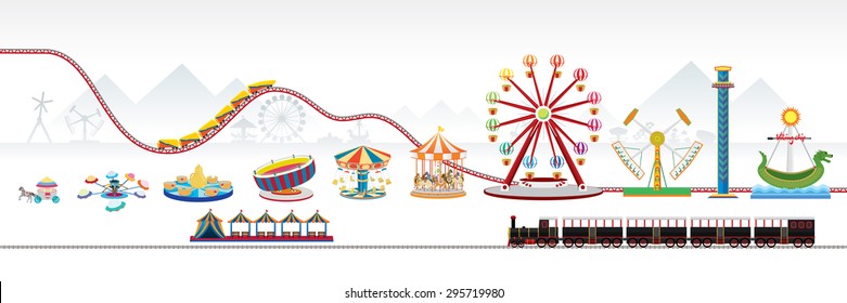 Vector Illustration of amusement park / theme park.