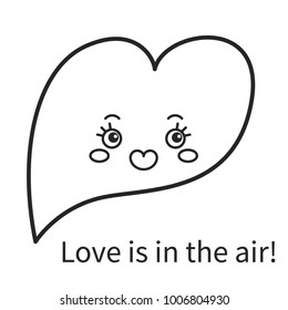 Vector illustration: amusing game for kids - Color the contour of funny Valentine's Day character a Heart isolated on white background.  For children education and pastime.