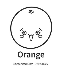 Vector illustration: amusing game for kids - Color the contour of funny fruit character a Orange isolated on white background.  For children education and pastime.