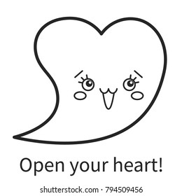 Vector illustration: amusing game for kids - Color the contour of funny Valentine's Day character a Heart isolated on white background.  For children education and pastime.
