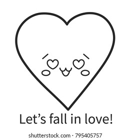 Vector illustration: amusing game for kids - Color the contour of funny Valentine's Day character a Heart isolated on white background.  For children education and pastime.
