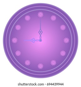 Vector illustration analog clock with arrows isolated on white. 