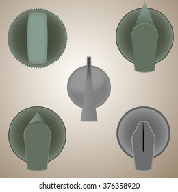 Vector illustration - Analog vintage control panel buttons