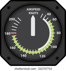 Vector illustration of analogical aircraft airspeed indicator