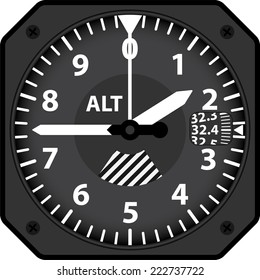 Vector illustration of analogical aircraft altimeter