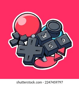 vector illustration with analogue images of various consoles or controllers.

this image is great for stickers.