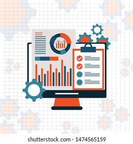 Vector illustration of analytics flat line design concept