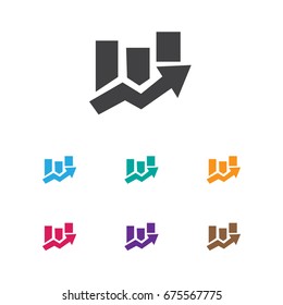 Vector Illustration Of Analytics Symbol On Arrow Up Icon. Premium Quality Isolated Upward Direction  Element In Trendy Flat Style.