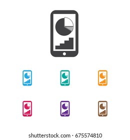 Vector Illustration Of Analytics Symbol On Mobile Analytics Icon. Premium Quality Isolated Phone Statistics Element In Trendy Flat Style.