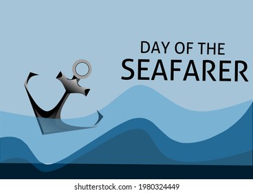 Vector illustration of an anchor, as a banner, poster or template, Day of the Seafarer.