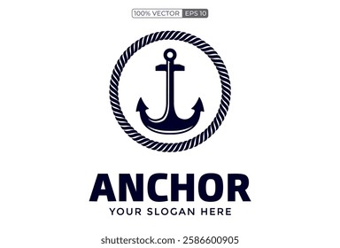 Vector illustration, anchor icon isolated on white background. Simple shape for design logo template